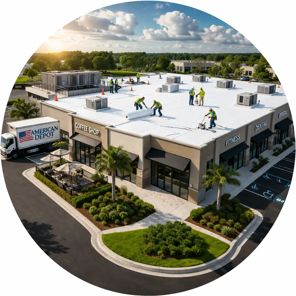 TPO roof installation in Oakland Park Florida for commercial and residential flat roofs, energy-efficient roofing system designed for durability and heat resistance